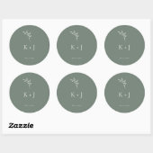 Elegant Wedding Minimal Sage Green Envelope Seal Ronde Sticker (Vel)