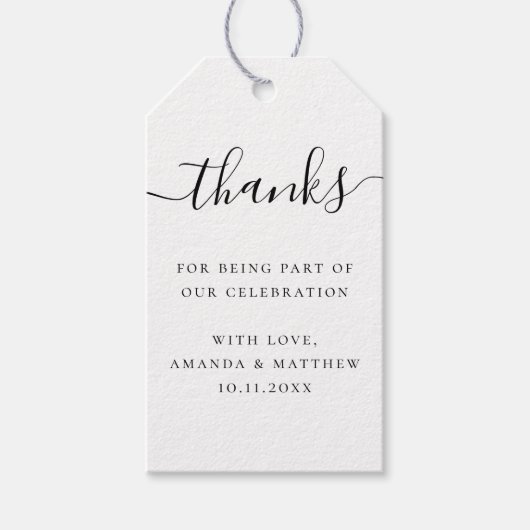Elegant Wedding | Minimal Script Thank You Favor Cadeaulabel (Voorkant)