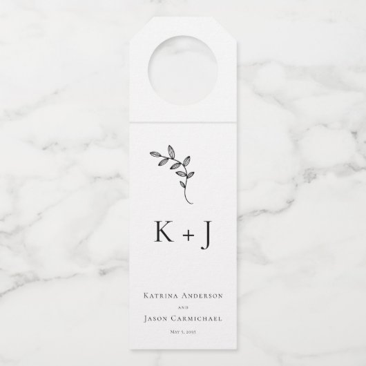 Elegant Wedding Minimal Simple Monogram Flessenhanger (Voorkant)