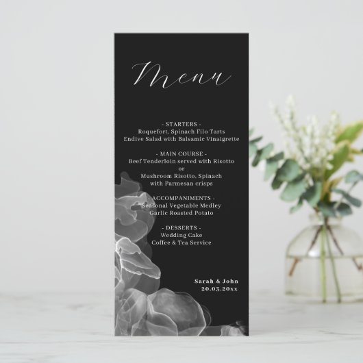 Elegant Wedding Minimalist Black and White Menu (Staand voorkant)