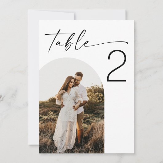 Elegant Wedding | Minimalist Photo Table Number Kaart (Voorkant)