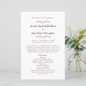 Elegant Wedding Modern Ceremony Burgundy Programme (Staand voorkant)