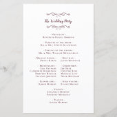 Elegant Wedding Modern Ceremony Burgundy Programme (Achterkant)
