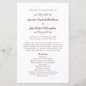 Elegant Wedding Modern Ceremony Burgundy Programme (Voorkant)