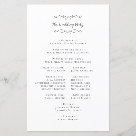 Elegant Wedding Modern Ceremony Chic Gray Program (Achterkant)