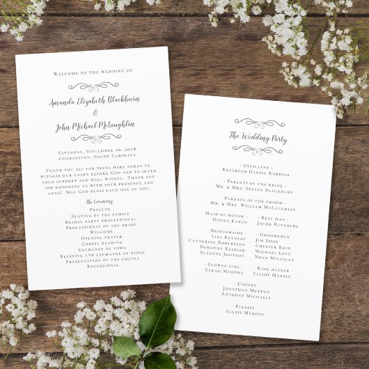 Elegant Wedding Modern Ceremony Chic Gray Program