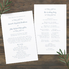 Elegant Wedding Modern Ceremony Dusty Blue Program