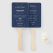 Elegant Wedding Modern Ceremony Program Blue White Handwaaier (Voorkant en achterkant)