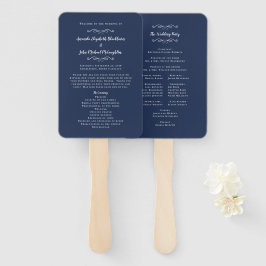 Elegant Wedding Modern Ceremony Program Blue White Handwaaier
