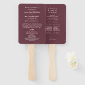 Elegant Wedding Modern Ceremony Program Burgundy Handwaaier (Voorkant en achterkant)