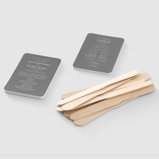 Elegant Wedding Modern Ceremony Program Gray White Handwaaier (Niet-gemonteerd)