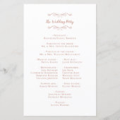 Elegant Wedding Modern Ceremony Roos Gold Program (Achterkant)