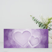 Elegant Wedding Modern Hearts Paars Kaart (Staand voorkant)