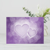 Elegant Wedding Modern Hearts Paars Kaart (Staand voorkant)