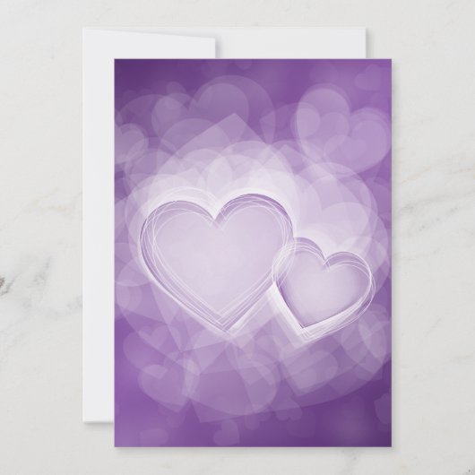 Elegant Wedding Modern Hearts Paars Kaart (Voorkant)