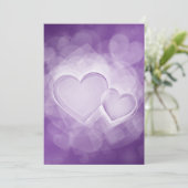 Elegant Wedding Modern Hearts Paars Kaart (Staand voorkant)