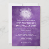 Elegant Wedding Modern Hearts Paars Kaart (Achterkant)