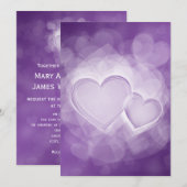 Elegant Wedding Modern Hearts Paars Kaart (Voorkant / Achterkant)