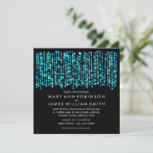 Elegant Wedding Modern Turquoise Lights Kaart (Staand voorkant)