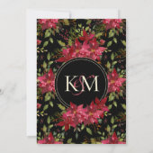 Elegant Wedding Monogram Claret Red Poinsettia Kaart (Achterkant)