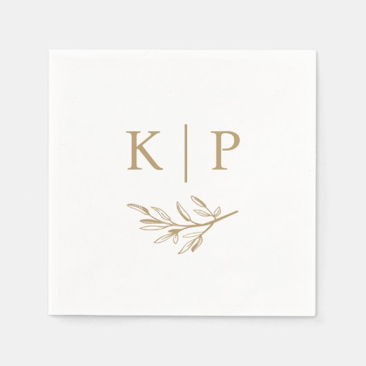 Elegant Wedding Monogram Greenery leaves  Servet (Voorkant)