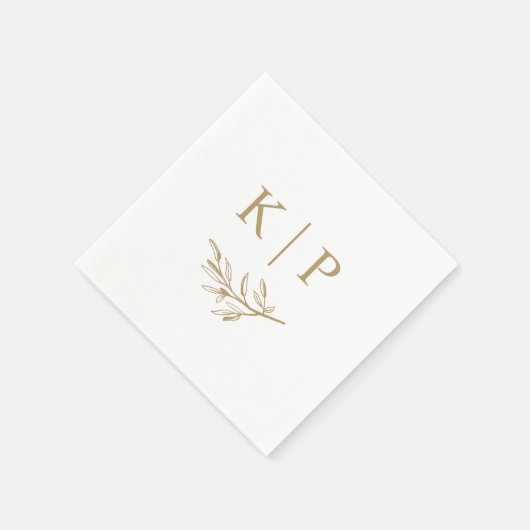 Elegant Wedding Monogram Greenery leaves  Servet (Hoek)