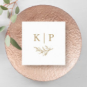Elegant Wedding Monogram Greenery leaves  Servet