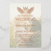 Elegant Wedding Monogram laat transparante foto ac Folie Uitnodiging (Voorkant)