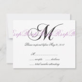 Elegant Wedding Monogram M RSVP Kaarten Paars (Achterkant)