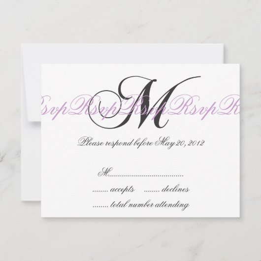 Elegant Wedding Monogram M RSVP Kaarten Paars (Achterkant)