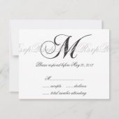 Elegant Wedding Monogram M RSVP Kaarten zwart (Achterkant)