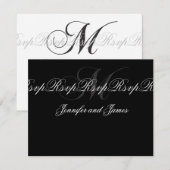 Elegant Wedding Monogram M RSVP Kaarten zwart (Voorkant / Achterkant)