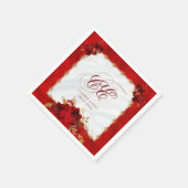 Elegant Wedding Monogram Red Gold Floral Servet (Hoek)