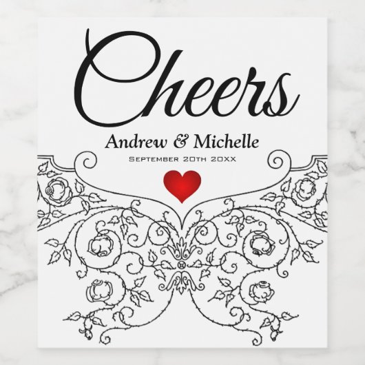 Elegant  Wedding Mr. en Mrs. Gepersonaliseerd Wijn Etiket (Enkel label)