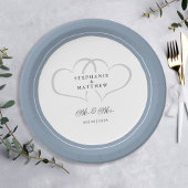 Elegant Wedding Mr & Mrs Dusty Blue Chic Hearts Papieren Bordje