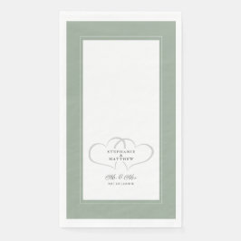 Elegant Wedding Mr & Mrs Green White Chic Hearts Servet