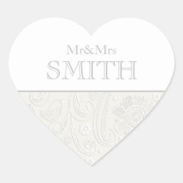 Elegant Wedding Mr & Mrs. Persoonlijke hartnaam Hart Sticker
