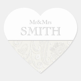 Elegant Wedding Mr & Mrs. Persoonlijke hartnaam Hart Sticker