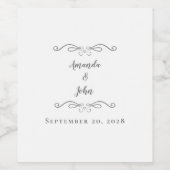 Elegant Wedding Names Datum Calligrafie Gray Gray Wijn Etiket (Enkel label)