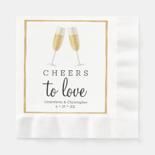 Elegant Wedding Napkin Gold Cheers to Love Paper Servet