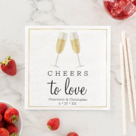 Elegant Wedding Napkin | Gold Cheers to Love Paper Servet