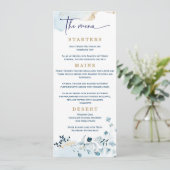Elegant Wedding Navy Blue en Gold Menu (Staand voorkant)