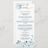 Elegant Wedding Navy Blue en Gold Menu (Voorkant / Achterkant)