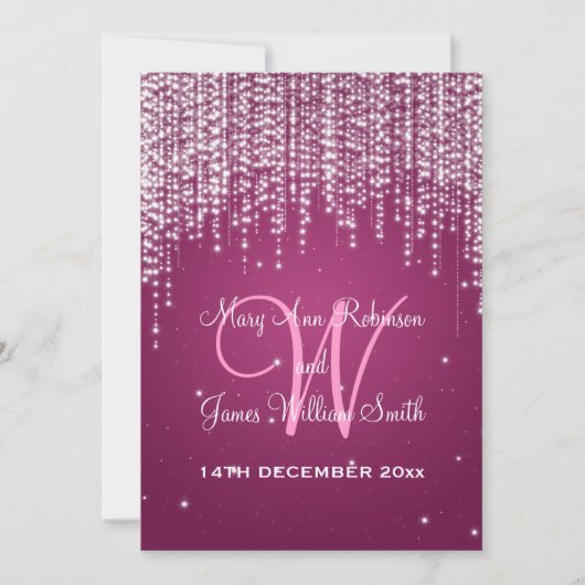 Elegant Wedding Night Dazzle Berry Pink Kaart (Voorkant)
