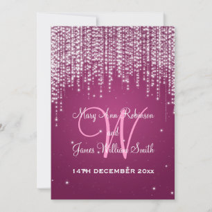 Elegant Wedding Night Dazzle Berry Pink Kaart