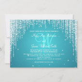 Elegant Wedding Night Dazzle Blue Kaart (Achterkant)