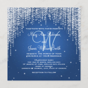 Elegant Wedding Night Dazzle Dark Blue Kaart