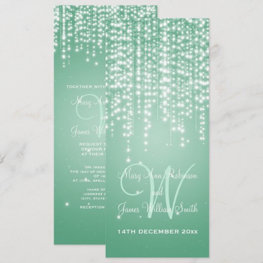 Elegant Wedding Night Dazzle Mint Green Kaart (Voorkant / Achterkant)