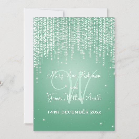 Elegant Wedding Night Dazzle Mint Green Kaart (Voorkant)