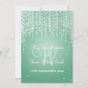 Elegant Wedding Night Dazzle Mint Green Kaart